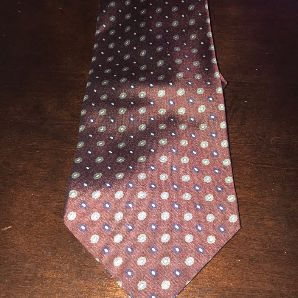Tommy Hilfiger Vintage 90’s Maroon Polka Dotted Men’s Tie with Gray and White